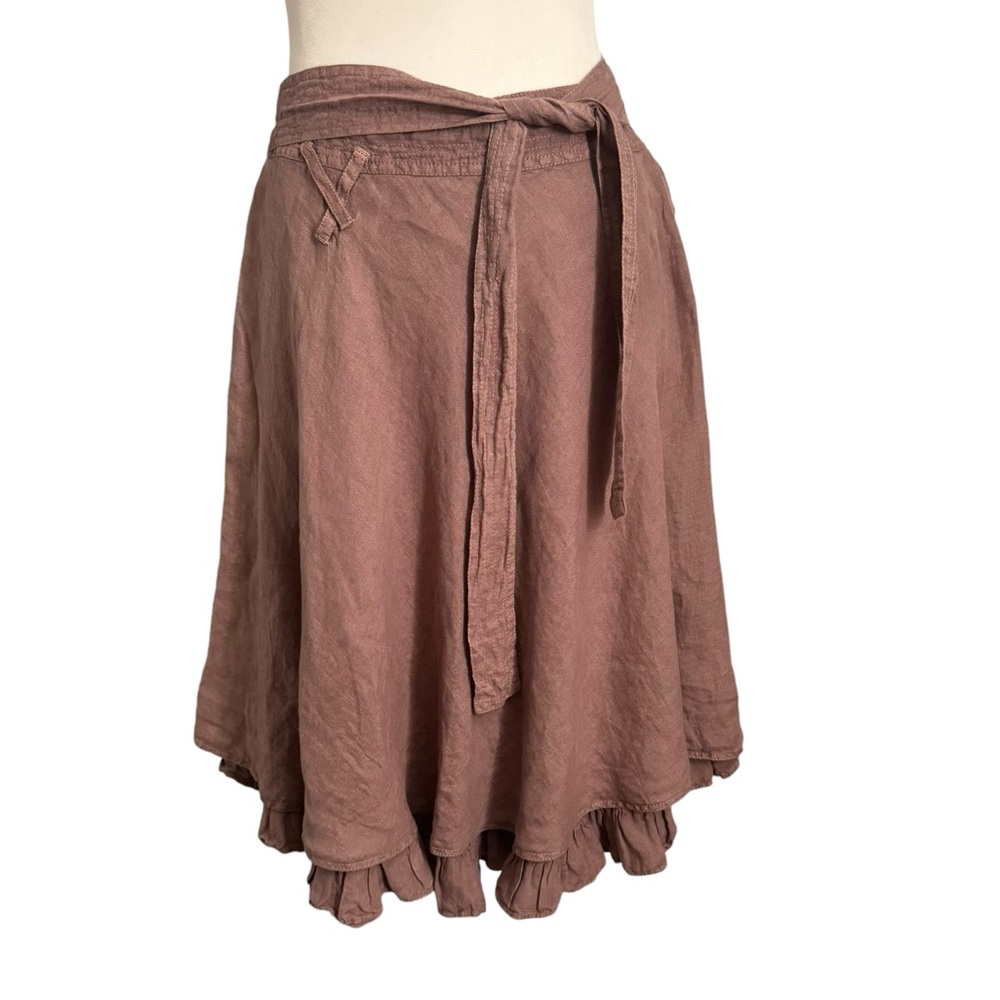 Miu Miu Linen Tie Waist Layered Skirt
